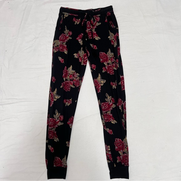 No Boundaries Pants - Floral Black and Red Women's Joggers